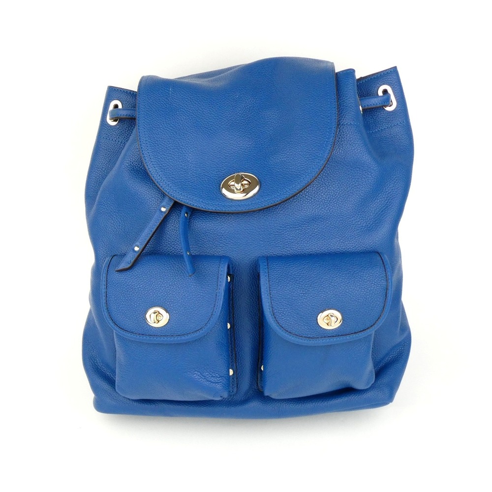 Coach Denim Pebble Leather Turnlock Tie Rucksack 35303